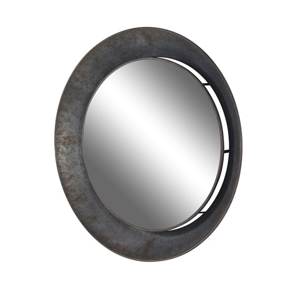 Grayson Lane 34.5-in x 34.5-in Round Grey Metal Wall Mirror