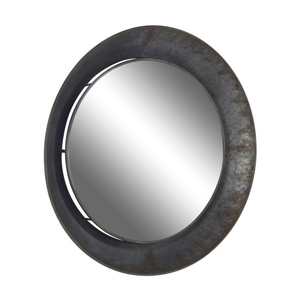 Grayson Lane 34.5-in x 34.5-in Round Grey Metal Wall Mirror