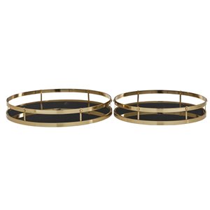Cosmoliving by Cosmopolitan Gold Round Serving Trays - Set of 2