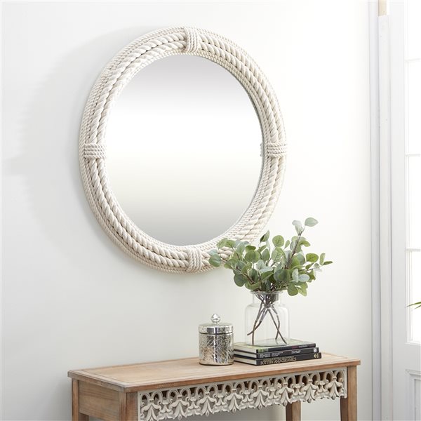 Grayson Lane 36-in x 36-in Round White Wall Mirror