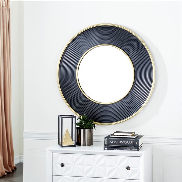 Cosmoliving By Cosmopolitan 35-in x 35-in Round Black Wall Mirror