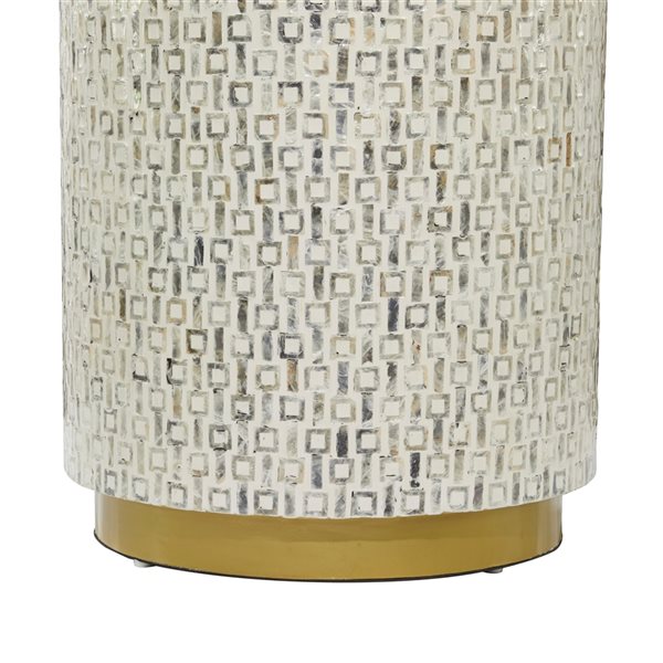 Grayson Lane Modern White Shells Pattern Round Ottoman