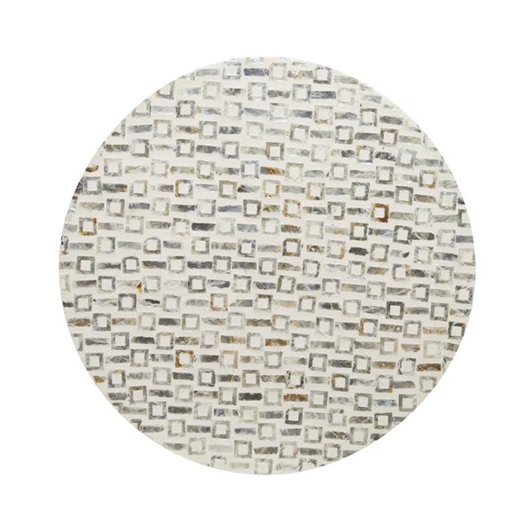 Grayson Lane Modern White Shells Pattern Round Ottoman