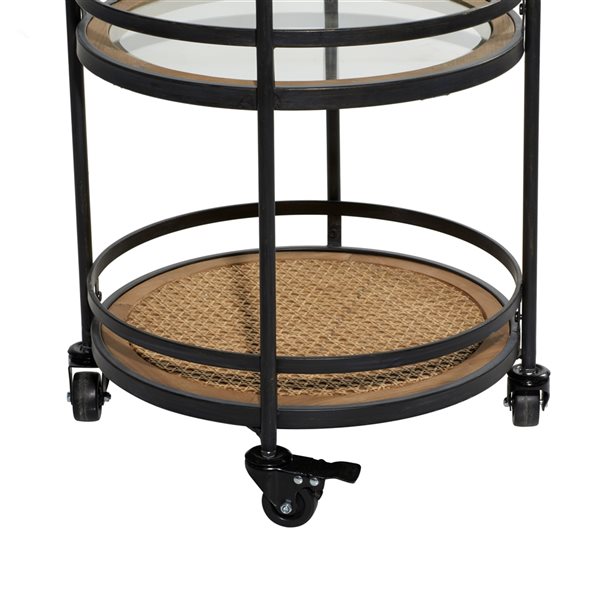 Grayson Lane Black Metal Base with Glass Top Kitchen Cart (35-in x 21-in x 16-in)