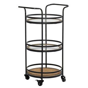 Grayson Lane Black Metal Base with Glass Top Kitchen Cart (35-in x 21-in x 16-in)
