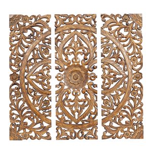 Grayson Lane 36-in H x 12-in W Ornamental Wood Wall Accent - Set of 3