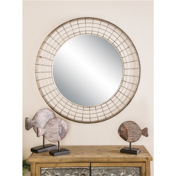 Grayson Lane 36.30-in x 36.30-in Round Black Wall Mirror