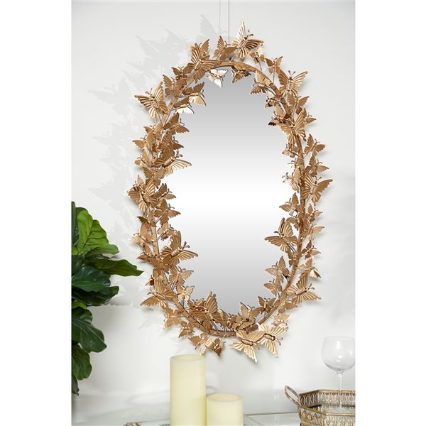 Grayson Lane 33-in x 19.25-in Oval Gold Wall Mirror