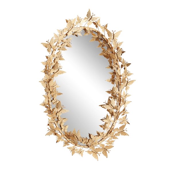 Grayson Lane 33-in x 19.25-in Oval Gold Wall Mirror