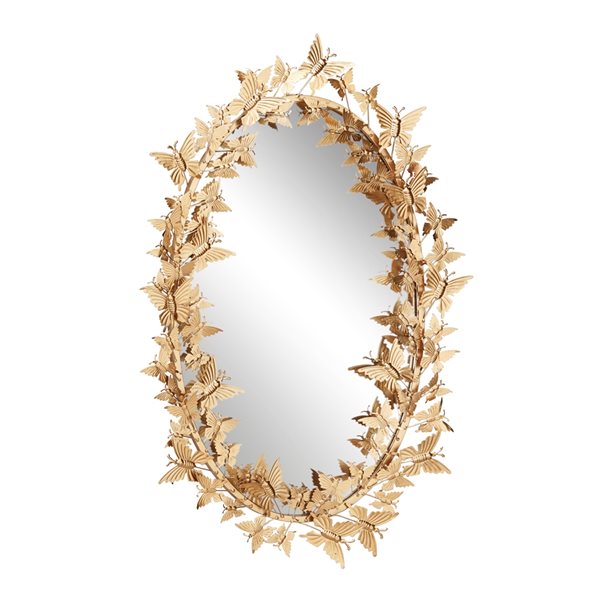 Grayson Lane 33-in x 19.25-in Oval Gold Wall Mirror