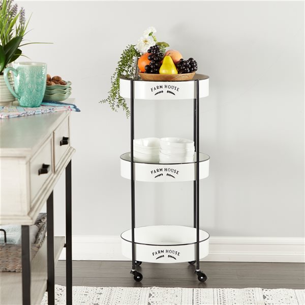 Grayson Lane Black Metal Base with Iron Top Kitchen Cart (34-in x 16-in)