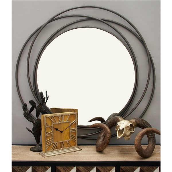 Grayson Lane 39.88-in x 42.25-in Round Grey Wall Mirror