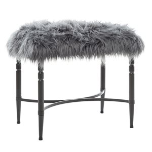 Grayson Lane Modern Grey Faux Fur and Frame Rectangle Ottoman