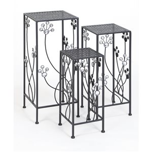 Grayson Lane 24-in x 28-in Black Metal Traditional Plant Stand - Set of 3