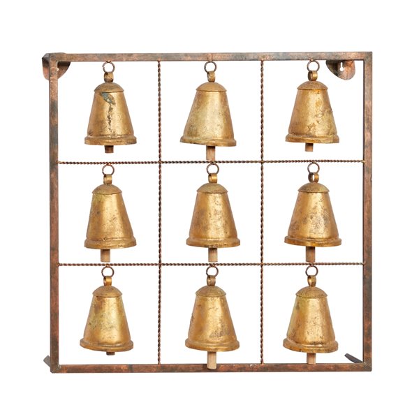 Aged Metal Hanging Bells - Iron Accents