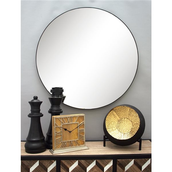 Grayson Lane 36-in x 36-in Round Black Wall Mirror