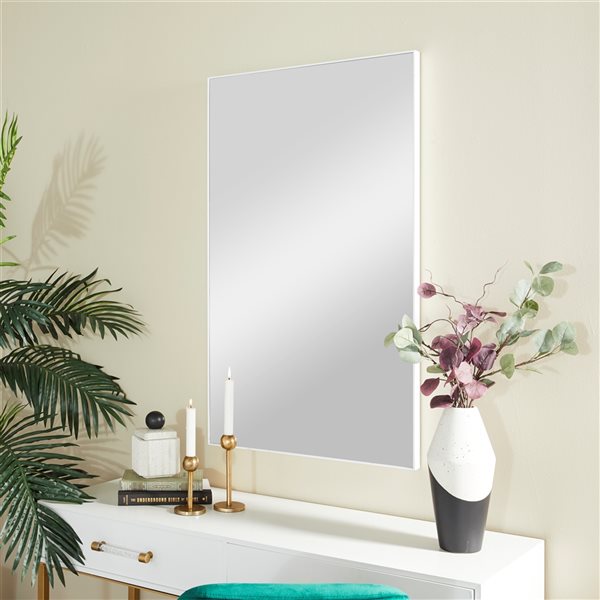 Grayson Lane 40.25-in x 24.13-in Rectangle White Wall Mirror