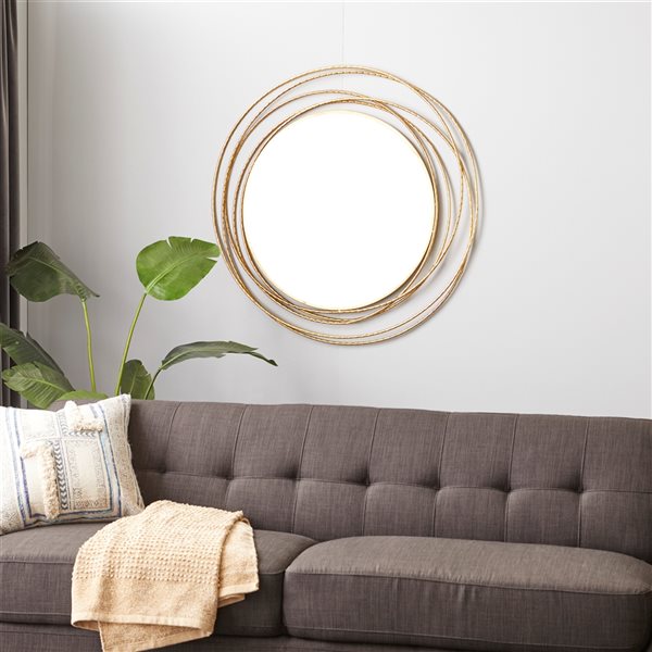 Grayson Lane 38.38-in x 40-in Round Gold Wall Mirror