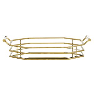 Cosmoliving by Cosmopolitan 27.4-in x 16.25-in Gold Octagonal Serving Tray