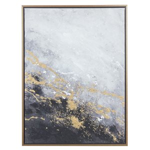 CosmoLiving by Cosmopolitan Gold Wood Framed 40-in H x 30-in W Abstract Canvas Painting