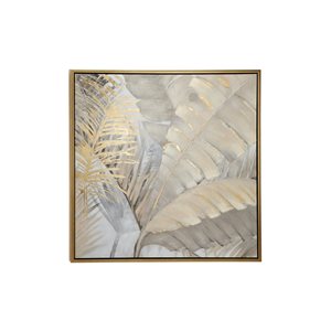 CosmoLiving by Cosmopolitan Gold Wood Framed 40-in H x 40-in W Botanical Resin Painting