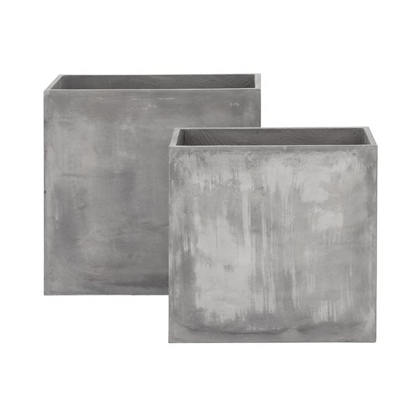 Grayson Lane 12in W x 28in H Contemporary Grey Concrete Clay Square