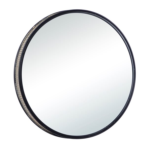 Grayson Lane 31.5-in x 31.5-in Contemporary Round Black Wall Mirror