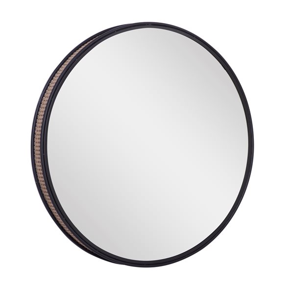 Grayson Lane 31.5-in x 31.5-in Contemporary Round Black Wall Mirror