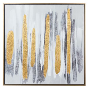 CosmoLiving by Cosmopolitan Gold Metal Framed 40-in H x 40-in W Abstract Canvas Painting
