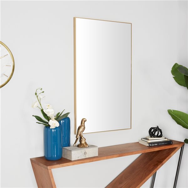 Grayson Lane 40.25-in x 24.13-in Rectangle Gold Wall Mirror