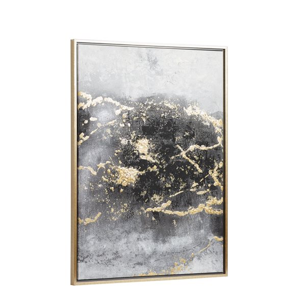 CosmoLiving by Cosmopolitan Gold Wood Framed 40-in H x 30-in W Contemporary Abstract Canvas Painting