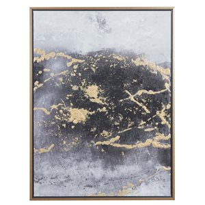 CosmoLiving by Cosmopolitan Gold Wood Framed 40-in H x 30-in W Contemporary Abstract Canvas Painting