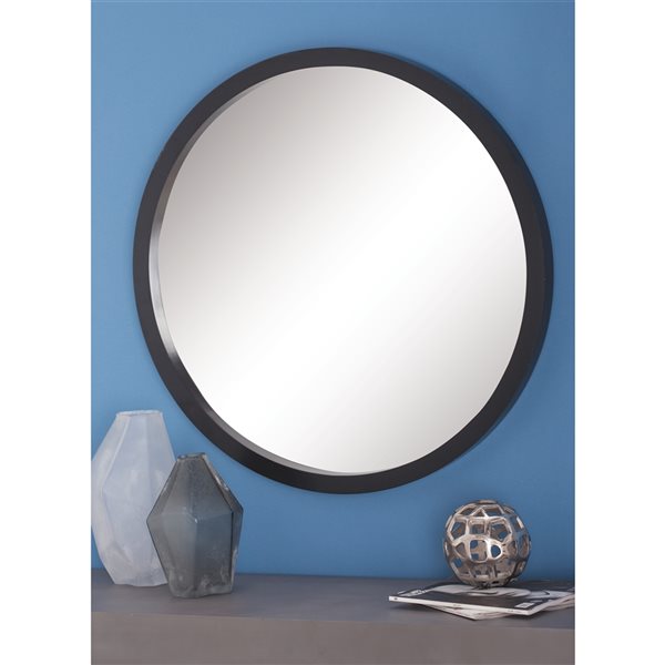 Grayson Lane 32-in x 32-in Round Black Wall Mirror