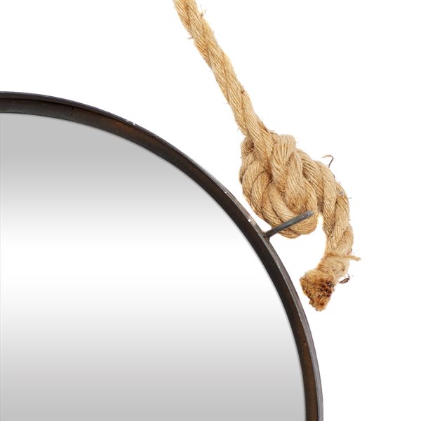 Grayson Lane 35.5-in x 24.10-in Round Brown Wall Mirror