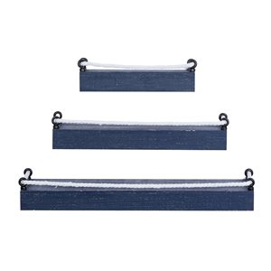 Grayson Lane 4 1/2-in Blue Wood Contemporary Wall-Mounted Shelves - Set of 3