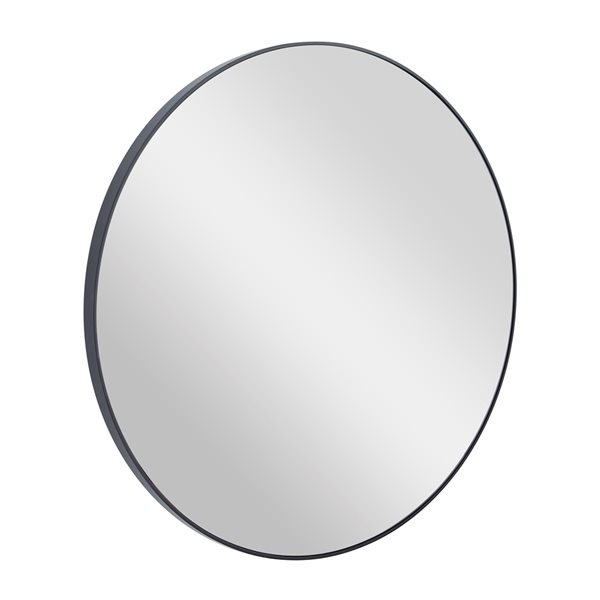 Grayson Lane 30-in x 30-in Round Black Wall Mirror