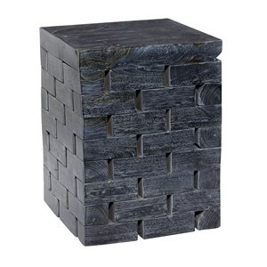 Grayson Lane Modern Grey Teak Wood Brick-Inspired Rectangle Ottoman