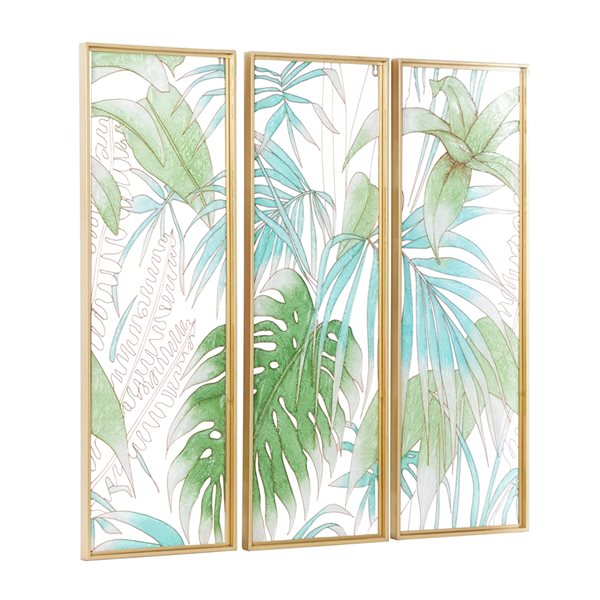 Cosmoliving by Cosmopolitan 35.5-in H x 11.88-in W Botanical Metal Wall Accent - Set of 3