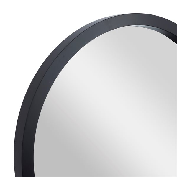 Grayson Lane 30-in x 30-in Round Black Wooden Wall Mirror