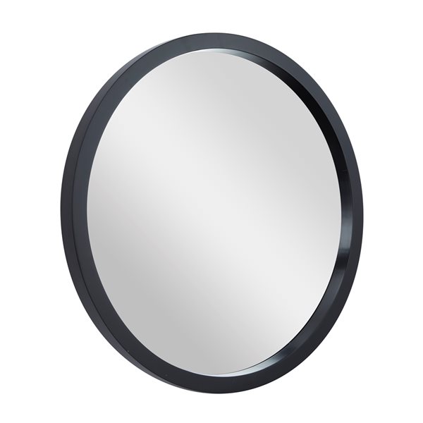 Grayson Lane 30-in x 30-in Round Black Wooden Wall Mirror