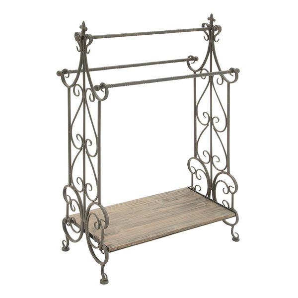 Grayson Lane 41-in x 28-in Black Metal and Light Brown Vintage Quilt Rack