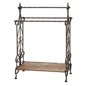 Grayson Lane 41-in x 28-in Black Metal and Light Brown Vintage Quilt Rack