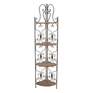 Grayson Lane 18-in x 66-in Brown Iron Farmhouse 4-Tier Corner Baker's Rack