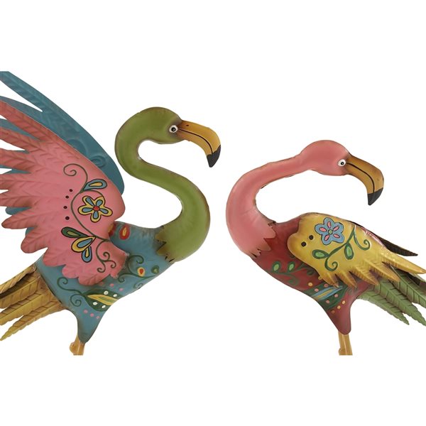 Grayson Lane 32-in H x 17-in W Metal Multicoloured Flamingo Garden Statue - Set of 2