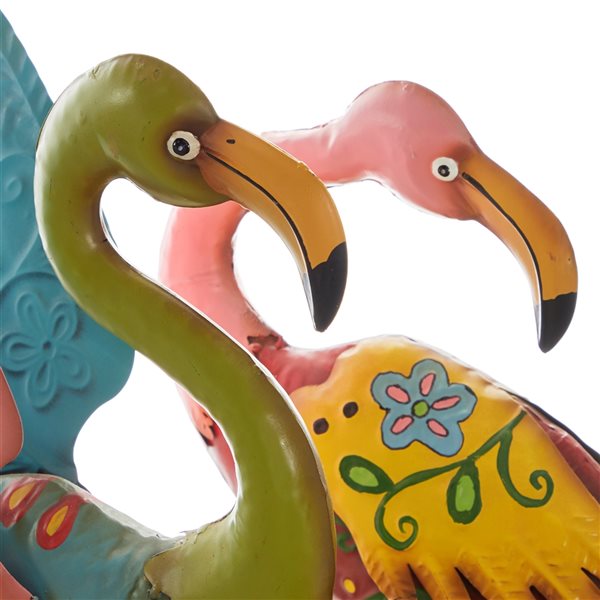 Grayson Lane 32-in H x 17-in W Metal Multicoloured Flamingo Garden Statue - Set of 2