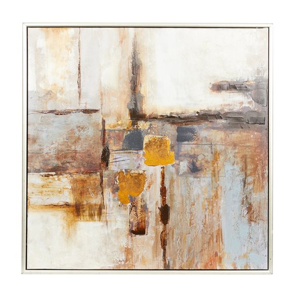 Grayson Lane Silver Wood Framed 40 in H x 40 in W Abstract Wood