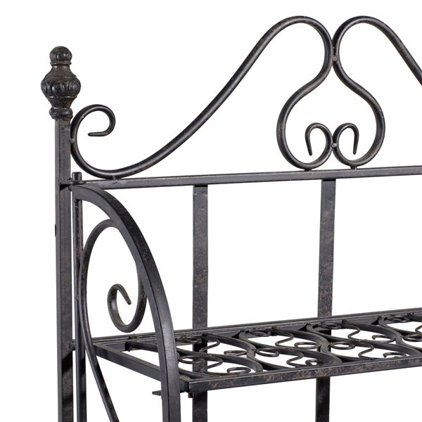 Grayson Lane 25-in x 64-in Black Iron 4-Tier Traditional Baker's Rack