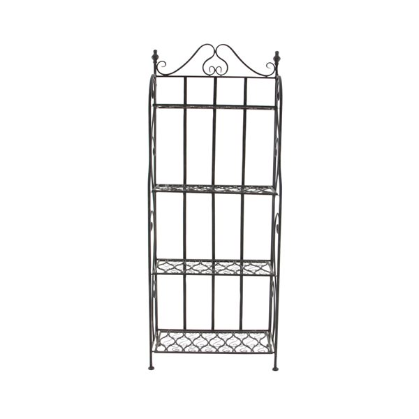 Grayson Lane 25-in x 64-in Black Iron 4-Tier Traditional Baker's Rack