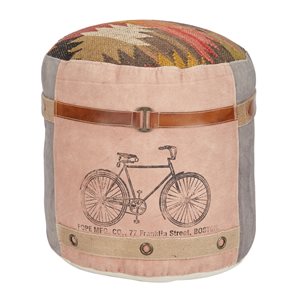 Grayson Lane Casual Multicoloured Bicycle Genuine Leather Round Ottoman