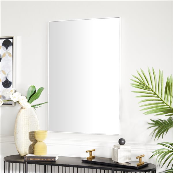 Grayson Lane 36-in x 24-in Rectangle White Wall Mirror